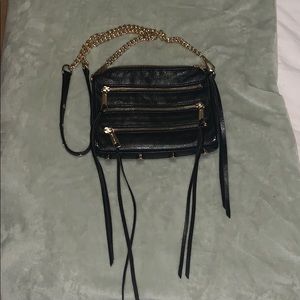 Rebecca minkoff black cross body with gold chain